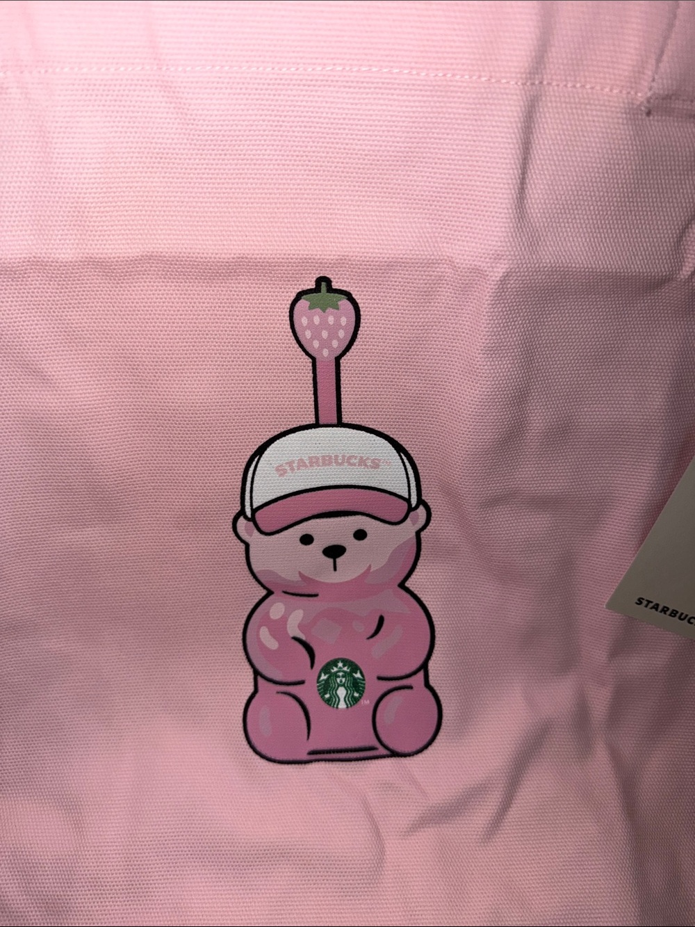 Starbucks Pink Bearista Tote with Strawberry Cap Graphic - Picture 2 of 4